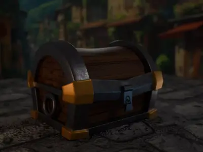 low-poly old chest Free low-poly 3D model