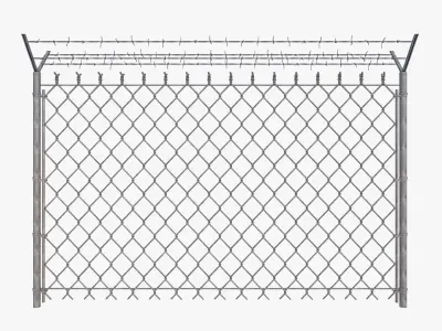 Barbed Wire fence collection 3D model