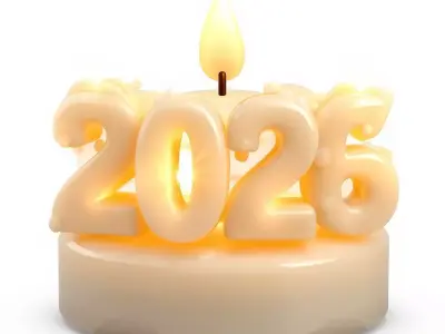 High-Quality 3D Cartoon New Year  Candle Low-poly 3D model