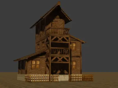 Versatile Low Poly Medieval House Assets for Town Building Low-poly 3D model