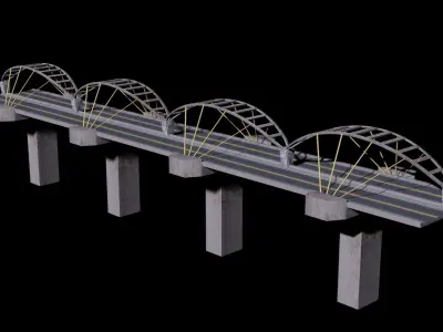 Bridge Model with two metal beams Low-poly 3D model