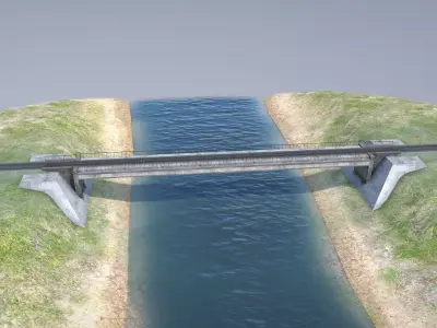RW Bridge Vologda-II mono Low-poly 3D model