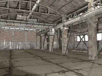 empty hangar Low-poly 3D model