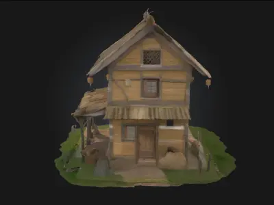 Rustic Cabin Retreat  Tranquil Escape in Natures Embrace 3D model