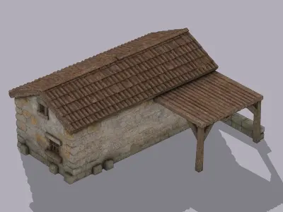 Old cottage Low-poly 3D model