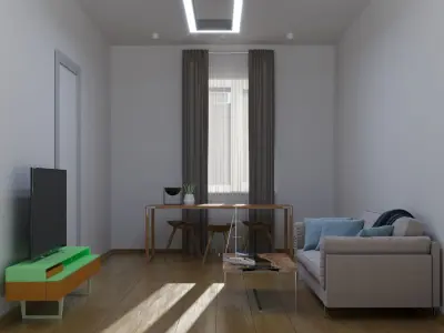 room living with walls and wooden floors 3D model