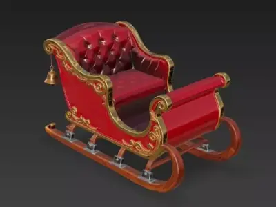Royal Velvet Christmas Sleigh 3D Model Low-poly 3D model