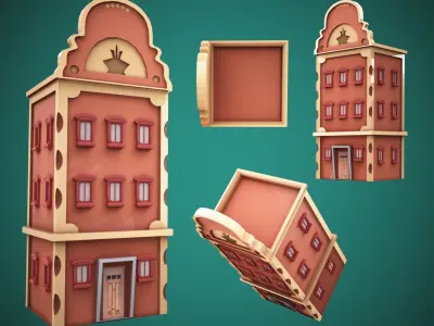 Game Cartoon Building Pack Low-poly 3D model