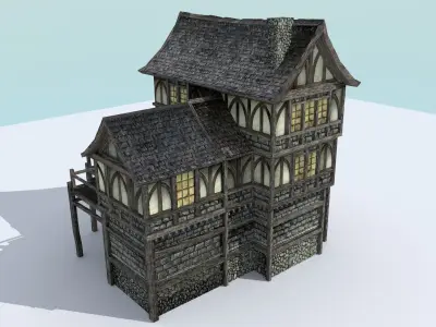 Medieval Town House Low-poly 3D model