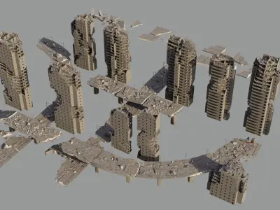 Post Apocalyptic Ruined City 3D model