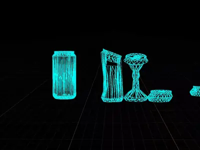 Broken Soda Can Set - Low Poly Game Ready Unity Prefabs Included Low-poly 3D model