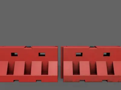 PBR Traffic Barrier Red Low-poly 3D model