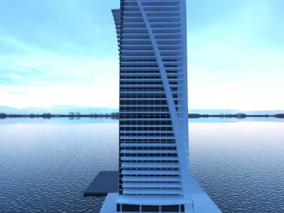 building tall in ocean Low-poly 3D model
