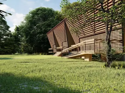 Temporary sustainable building 3D model