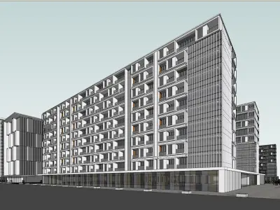 SU model of modern office and residential apartment building 3D model