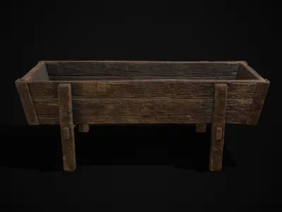Wooden Trough Low-poly 3D model