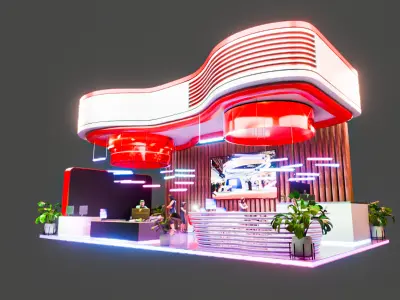 Modern Futuristic Trade Show Booth Design Blender 3D Model 3D model