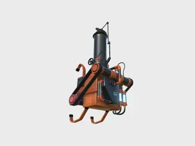 Steampunk Backpack 09 Wood Black - Character Design Fashion Low-poly 3D model