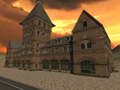 Urban Landscape - Firestation Low-poly 3D model