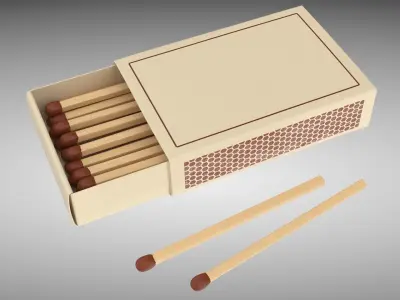 Matchbox matches in box Low-poly 3D model