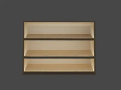 Cupboard wooden shelf with lights Free 3D model