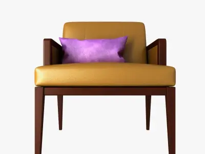 yellow chair with violet cushion 3D model