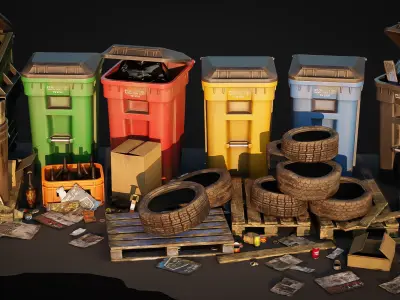 Trash Pack - Urban Game-Ready Assets Low-poly 3D model