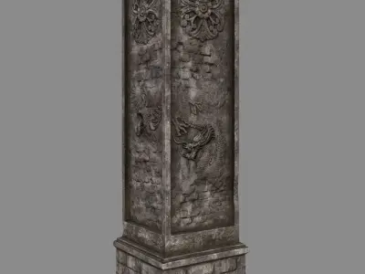 pillar 2 four pillars Low-poly 3D model