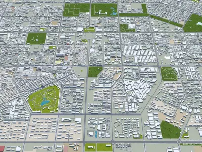 Baotou Inner Mongolia China 80km AI Low-poly 3D model