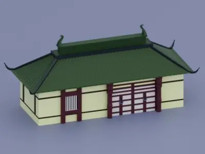 Low Poly old Chinese House Low-poly 3D model
