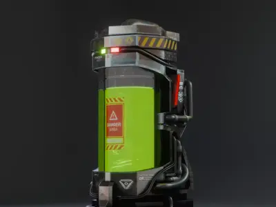 Sci-Fi Toxic Chemical Container - Game Ready Hero Prop Low-poly 3D model