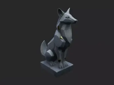 Stylized Fox Statue Low-poly 3D model