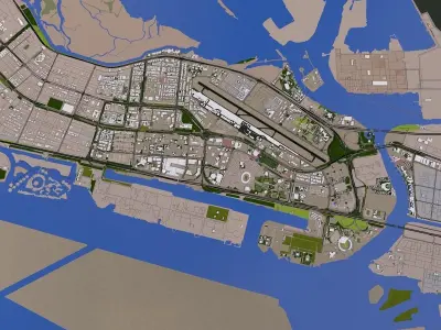 Abu Dhabi City UAE with Airport Low-poly 3D model