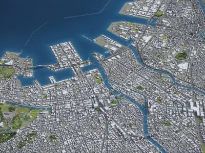 Fukuoka Low-poly 3D model