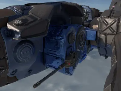 Sci-fi Battle Spaceship Essenor-Rigged Low-poly 3D model
