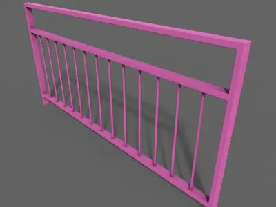 PBR Pedestrian Guard Rail Pink V3 Low-poly 3D model