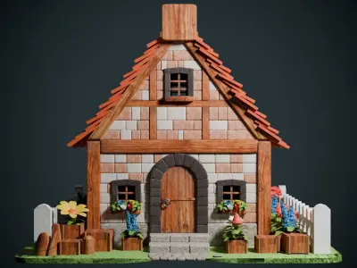 Medieval Cottage Low-poly 3D model