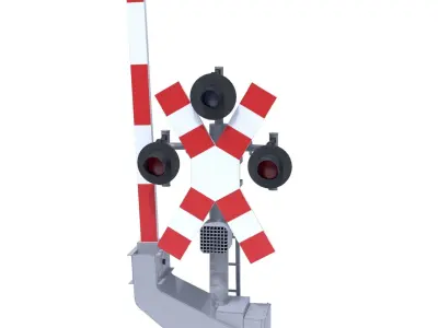 Rail Crossing Traffic Light 2 3D model