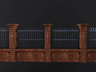 PBR Modular Fence 3D Model Low-poly 3D model