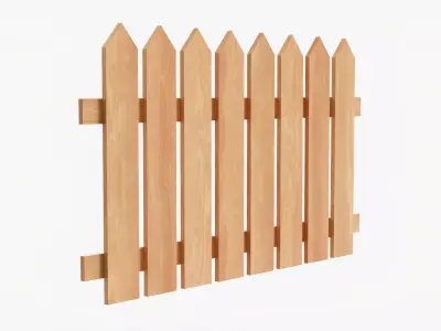 Fence wooden 01 3D model