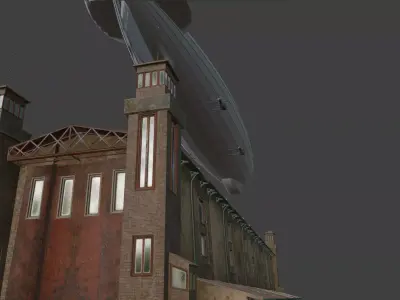 Vienna Zeppelin with airship hangar 3D model