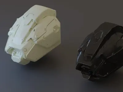 Cyborg Droid Futuristic Space Helmet Low-poly 3D model