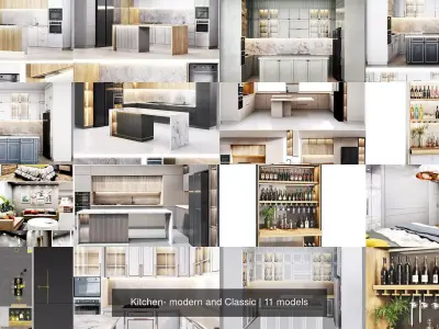 Kitchen- modern and Classic 3D Model Pack