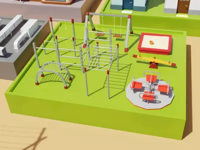 City elements - constructor Low-poly 3D model