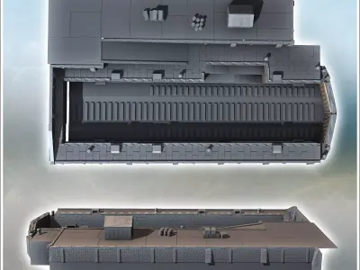 Large port dry dock for ships with brick and stone walls multipl 3D print model