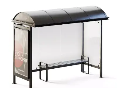 Bus Stop Low-poly 3D model