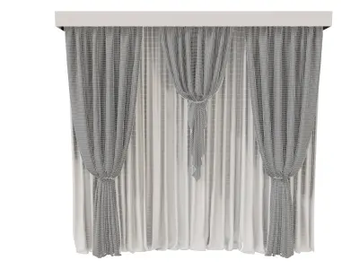 Elegant Window Curtains with Tie Backs 3D model