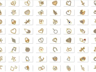 500 Light Weight Diamond Charm Pendant Necklace 3dm model Pack 3D print model