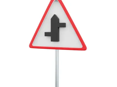 3d  Staggered junction sign cartoon icon 3D model
