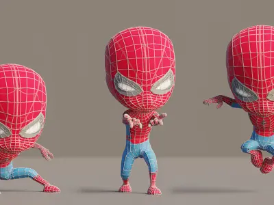 Rigged Cute Mini Spiderman Lowpoly Character Low-poly 3D model